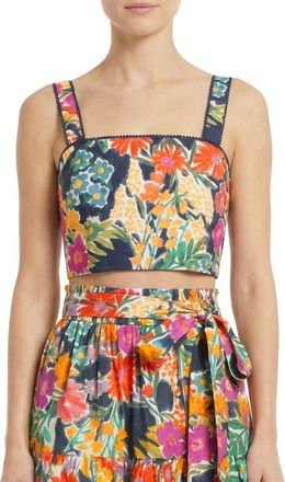 Change of Scenery Ilyssa Square Neck Smocked Crop Top in Gardenia at Nordstrom, Size Medium