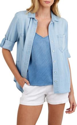 Bella Dahl Split Back Denim Shirt in Light Sun Spray at Nordstrom, Size X-Small