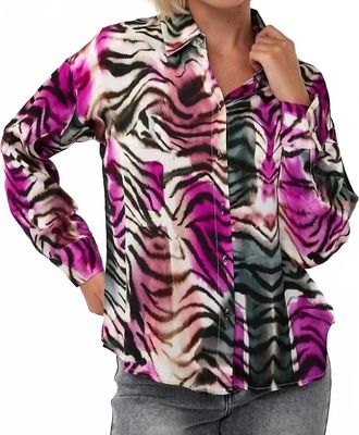 Esqualo Zofia Zebra Print Blouse In Black, White, Pink, Orange