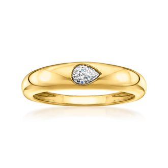 RS Pure by Ross-Simons Pear-Shaped Lab-Grown Diamond Ring in 18kt Gold Over Sterling