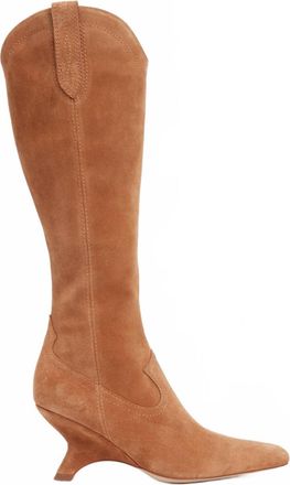 SIMKHAI Shadow Suede Western Boots In Chestnut