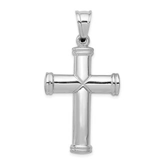 Diamond2Deal 14k White Gold Hollow Cross Pendant