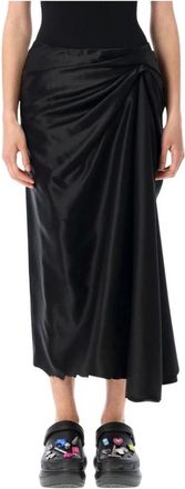 Balenciaga Rokken, Dames, Zwart, S, Gedrapeerde Midi Rok
