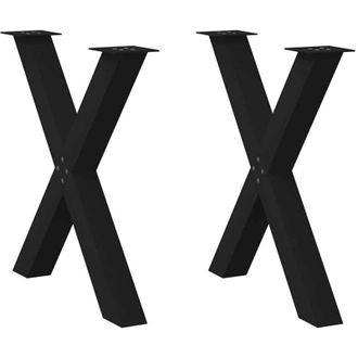 vidaXL Patas Para Mesa De Comedor En Forma De X (2 Unidades), Color Negro, 70 X (72-73) Cm, Acero Vidaxl