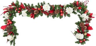 Creative Displays Inc. Handcrafted 9Ft Holiday Garland With Hydrangeas, Ornaments & Pinecones