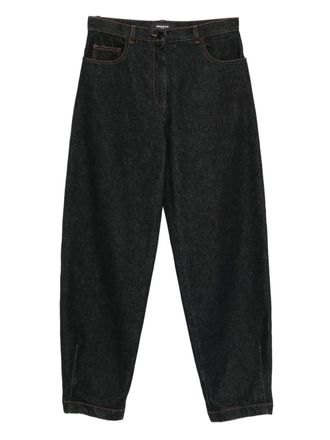 Rochas logo-embroidered jeans - women - Cotton/Cotton - 40 - Black