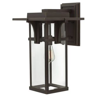 Netlighting Manhattan Outdoor Large Wall Lantern Light Oil Rubbed Bronze IP44 E27 in Brown