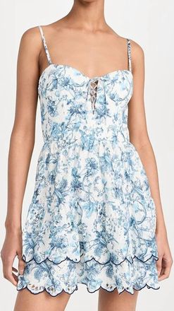 Alice & Olivia Daisy Tiered Ruffle Mini Dress In Je Ladore Spring Sky