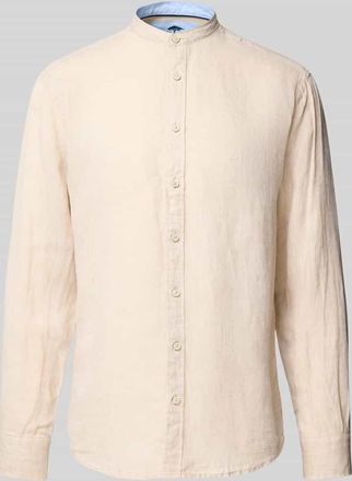 Fynch-Hatton Fynch-Hatton Regular Fit Leinenhemd mit Stehkragen in Sand, Gr&ouml;&szlig;e 3XL