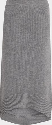 Victoria Beckham Wool-Blend Ribbed High-Low Midi Skirt