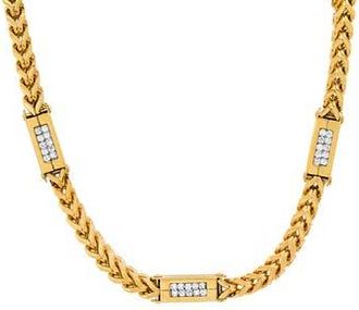HMY Jewelry 18k Gold Plated Stainless Steel Simulated Diamond Wheat Chain Necklace in Yellow at Nordstrom Rack