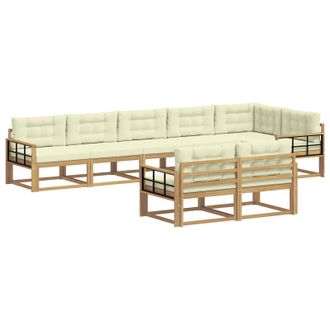 vidaXL Conjunto De Sof&aacute;s De Exterior 6 Pcs Blanco Y Crema Poli&eacute;ster Vidaxl