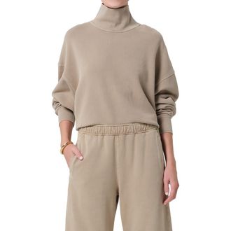 Citizens Of Humanity Jemma Cotton Blend Mock Neck Sweatshirt in Catalina Light Beige at Nordstrom, Size X-Large