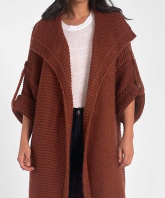 Elan Reverse Jersey Cocoon Cardigan In Rust