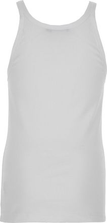 Dolce & Gabbana Mens White Sleeveless Top With Logo Embroidery Cotton Tops