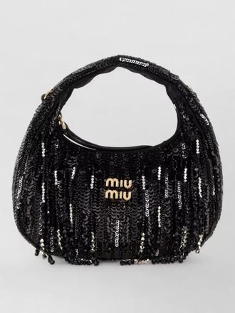 Miu Miu fabric shoulder bag sequin detail curved handle