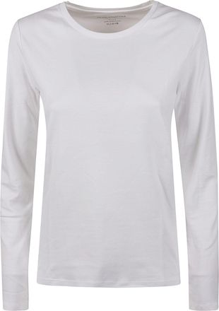 Majestic Filatures Long-Sleeved White Top with Round Neckline