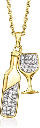 Ross-Simons Diamond Wine Bottle Necklace in 18kt Gold Over Sterling