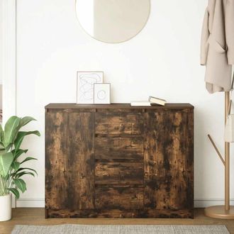 Berkfield Home Sideboard with Drawers Smoked Oak 100.5x35x76 cm Engineered Wood in Brown