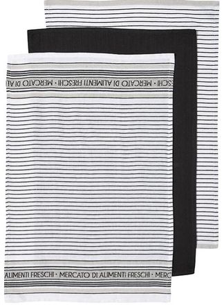 Ladelle 3er-Set K&uuml;chent&uuml;cher Stripe Schwarz 50 x 70 cm