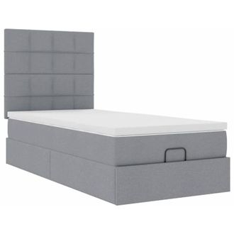 vidaXL Cama Otomana Con Colch&oacute;n Gris Claro 100x200 Cm Tela Vidaxl