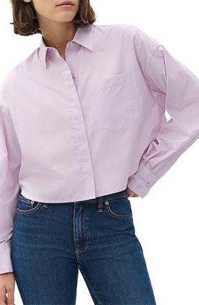Rag & Bone Marin Crop Cotton Button-Up Shirt in Lavender at Nordstrom Rack, Size Large