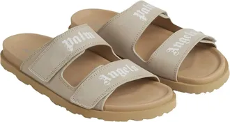 Palm Angels Slipper & Pantoletten - Logo Nubuck Sandals - Gr. 40 (EU) - in Beige - f&uuml;r Damen