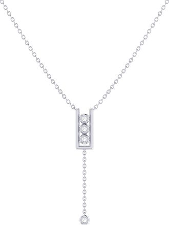 LuvMyJewelry Traffic Light Silver Diamond Lariat Necklace