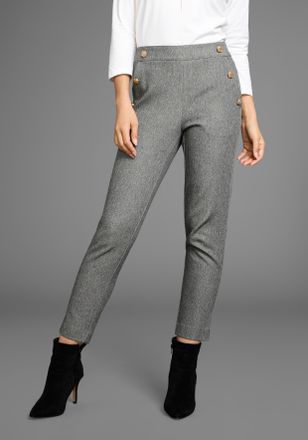 Laura Scott Schlupfhose LAURA SCOTT, Damen, Gr. 34, N-Gr, grau, Web, Obermaterial: 98% Polyester, 2% Elasthan, meliert, figurbetont kn&ouml;chelfrei, Hosen Schlupfhose