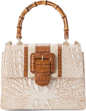 Brahmin Small Mod Hallie Croc Embossed Leather Top Handle Bag in Ivory at Nordstrom