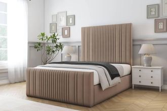 Comfort Beds The Foxy Plush Bed Frame - 50 Upholstered Headboard in Taupe | Size: Single