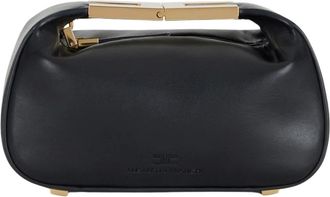 Elisabetta Franchi Handbags, female, Black, Size: ONE SIZE Hobo Bag with Jewel Handle