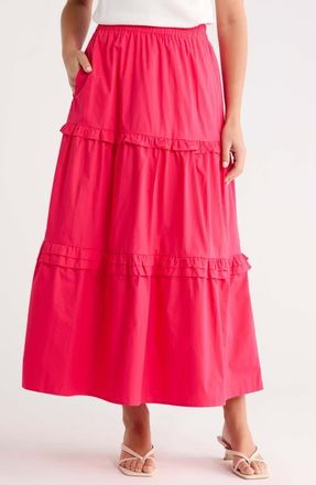 Sugarlips Isabel Ruffle Maxi Skirt in Fuchsia at Nordstrom, Size X-Large