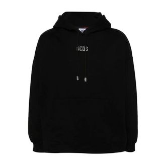 GCDS Hoodies, male, Black, Size: S Black Bling Logo Hoodie
