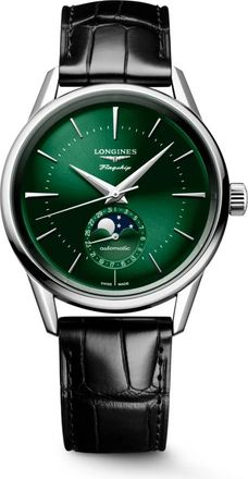 Longines Flagship Heritage Moonphase - Dames - Horloges - Groen - ONE Size - Leer - Accessoires