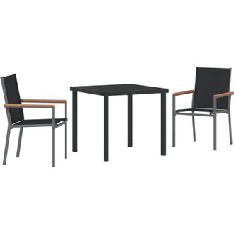 vidaXL Vidaxl - Conjunto De Comedor De Jard&iacute;n 3 Pcs Negro Textileno Y Acero