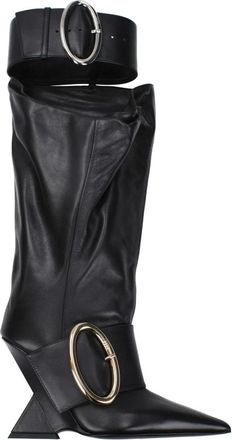 The Attico Zwarte Leren Laarzen - Dames - Sleehakken - Zwart - 36 EU - Leer - Schoenen