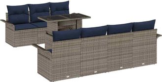 vidaXL Conjunto De Sof&aacute; De Jard&iacute;n 8 Uds. Gris Rat&aacute;n Sint&eacute;tico Vidaxl
