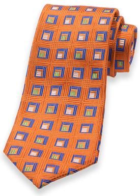 Paul Fredrick Patterned Woven Silk Tie in Orange Multi at Nordstrom