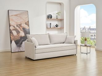 Vente-Unique Divano letto 3 posti con seduta memory foam in Tessuto Beige - SERABA