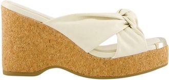Jimmy Choo London Avenue Wedge 110 - Dames - Sleehakken - Beige - 37 EU - Leer - Schoenen