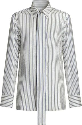 Kiton Zijden Blouse met Strikdetail - Dames - Overhemden - Beige - M - Overhemden