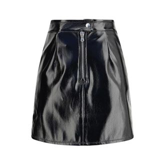 Fiorucci Rokken, Dames, Zwart, S, Polyester, Logo-Geborduurde Vinyl Mini Rok