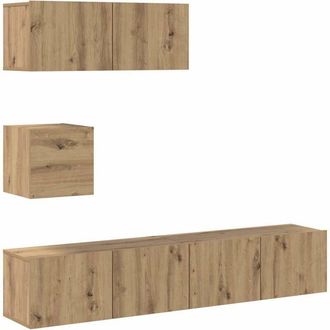 vidaXL Vidaxl - Mueble Para Tv De Pared Madera Contrachapada Artesanal 4 Piezas