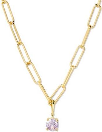 Brook & York Melrose Birthstone Pendant Paper Clip Chain Necklace in Gold at Nordstrom Rack