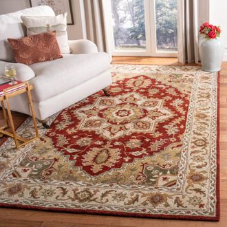 Safavieh Royalty Hand Made Area rug, Red / Beige Traditional Style Non-Shedding