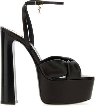 Saint Laurent Schoenen, Dames, Zwart, 38 1/2 EU, Leer, Franciane 105 Platform Sandal