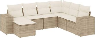 vidaXL Vidaxl - Set Sof&aacute;s De Jard&iacute;n 7 Piezas Y Cojines Rat&aacute;n Sint&eacute;tico Beige