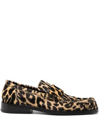Jil Sander leopard-print loafers - men - Calf Leather/Rubber/Calf Hair/Nappa Leather - 43 - Neutrals