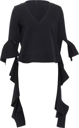 Ellery Cascade Sleeves High Low Hem V-Neck Top